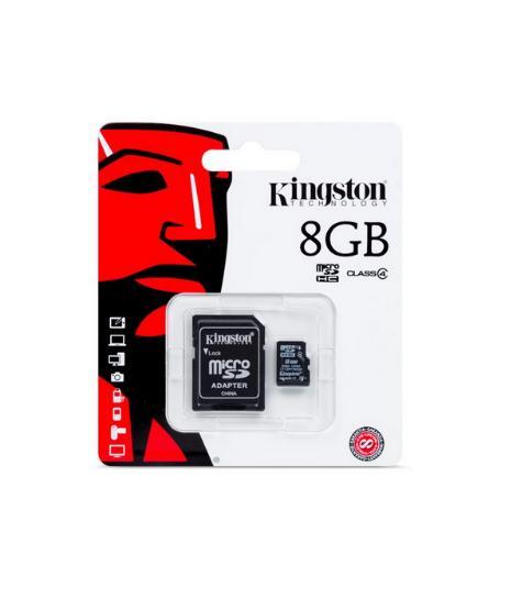 Memoria micro Sd Card de 8 gigas con adaptador marca Kingston