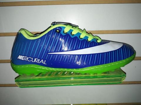 Zapatillas fútbol o sintética. Mercurial Azul Verde