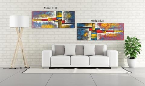 Cuadros Modernos Abstractos al óleo con relieve 100 x 40