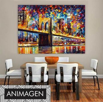 Increíble cuadro Puente NY tonos vivos ideal para decorar tu sala o comedor 7720