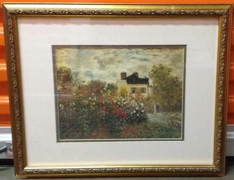 Regalo Cuadro importado de estados unidos. casa y jardín con rosas,Marco original