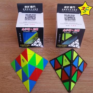 Cubo Rubik Pyraminx Qiyi Qiming Speedcube Negro/Stickerless