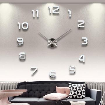 Reloj De Pared 3d Plateado,negro Grande Moderno Graduable 02