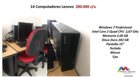COMPUTADORES LENOVO DE MESA 15 MAQUINAS