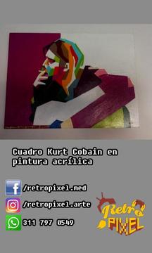 Cuadro Kurt Cobain en pintura acrílica