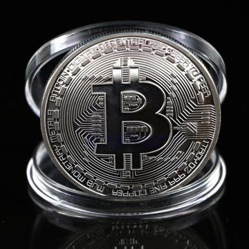 Moneda Conmemorativa Bitcoin Plateada