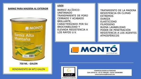 BARNIZ MONTO PARA MADERAS EXTERIOR 1/4 GALON