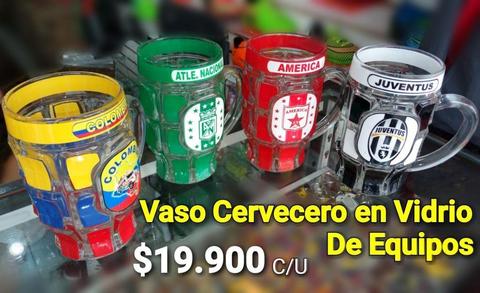 VASO CERVECERO EN VIDRIO EQUIPOS X1