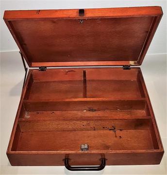 Caja en madera transportable organizadora de oleos y pinceles para pintor