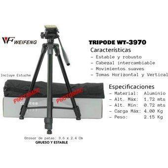 Tripode Weifeng 3970 1.72 MTS de altura aluminio cabezal desmotable