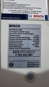 Calentador Bosch 10lt Gas Natural Tiro Forzado Therm 1000f
