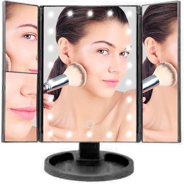 Espejo Tactil Plegable 22 Luz Led Aumento Maquillaje Tocador
