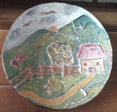 Grabado en cerámica de Genoliveros 26 cm. diámetro