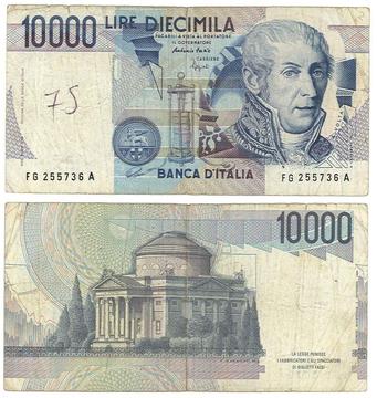 ITALIA. BILLETE. 10000 LIRAS. 1984 SEP 03. TIPO C. ESTADO 7 DE 10. VALOR 20400 22400 EN CATALOGO