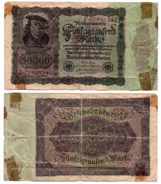 ALEMANIA. BILLETE. 50000 MARCOS. 1922 NOV 19. ESTADO 4 DE 10. VALOR 30200 36000 VALOR CATALOGO