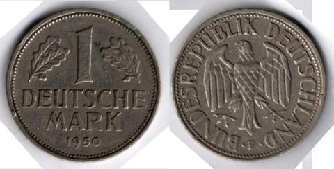 ALEMANIA FEDERAL. MONEDA. 1 MARCO. 1950. CECA F. 69 M UNIDADES. ESTADO 7 DE 10. VALOR 102000 157000 EN CATALOGO