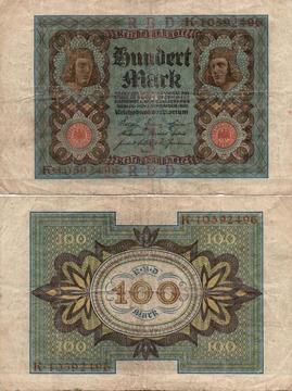 ALEMANIA. BILLETE. 100 MARCOS. 1920 NOV 01. TIPO B. ESTADO 6 DE 10. VALOR 32600 38400 VALOR CATALOGO 2