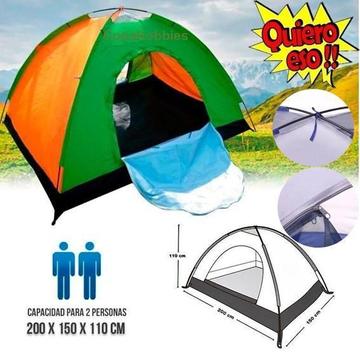 Carpa Camping Armable Impermeable 2 Personas Colores Varios - Medidas 2 x 1,5 x 1,1 Metros