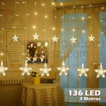 Luces Led Estrella X136 Luces 3 Metros Decoración Navidad RF 2090