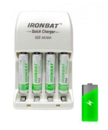 Cargador Compacto Baterias Iron Bat Contiene 2 Aa Y 2 Aaa