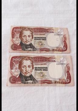 Billete de 500 Pesos Oro Colombiano