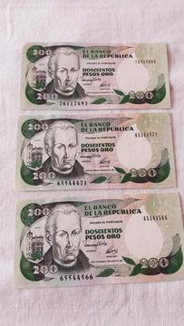 Billete de 200 Pesos Oro Colombiano