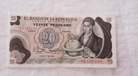 Billete de 20 Pesos Oro Colombiano