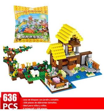 636 Bloques Ladrillos Minecraft Casa Jardin Establo City tipo Lego Niños Niñas