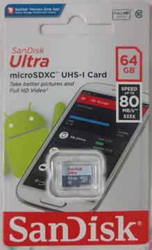 Memoria MicroSD XC UHS1 SanDisk Clase 10 64GB