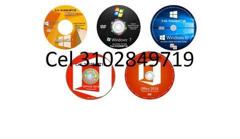 DVD Windows 7, 8.1, 10 de 32 y 64 Bits, más DVD Office 2016, 2019, de 32 y 64 Bits, envió Gratis