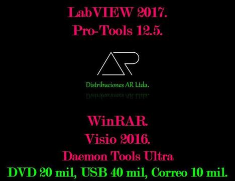Visio 2016, LabVIEW 2017, Pro-Tools 12.5, WinRAR, Daemon Tools Ultra, envió gratis
