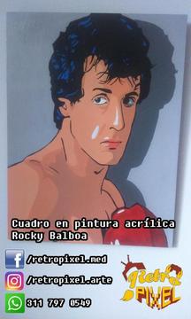Cuadro Rocky Balboa en pintura acrílica