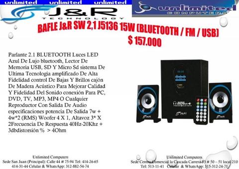 BAFLE J&R SW 2,1 J5136 15W (BLUETOOTH / FM / USB) **NUEVO**