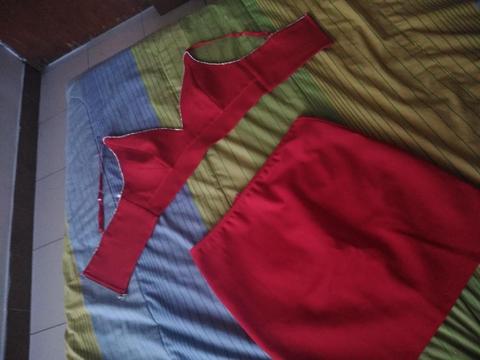 Conjunto top y falda rojo