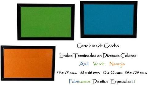 Carteleras de Corcho Tablero Corcho con Terminados en Color o Natural !!l