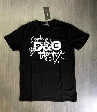 camiseta dyg DOLCE GABBANA negra para hombre logo importada alta calidad