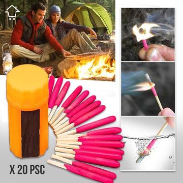 Fósforos Impermeables X20 Para Camping Senderismo y Emergencias RF F01
