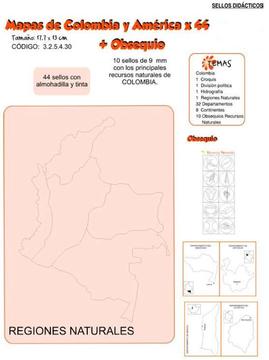 Sellos Didácticos Mapas De Colombia Y América X 44 obsequio novedades