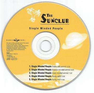 * SINGLE MINDED PEOPLE The SunClub singles musica para cd players Dj y tornamesas digitales deejays Entrega a domicilio