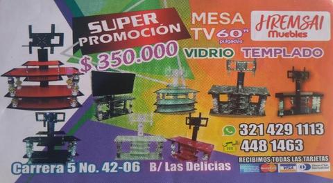 Mesa para Tv Vidrio, Domicilio Gratis