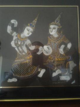 Obra de Arte Hindu a Mano Hermosa Unica