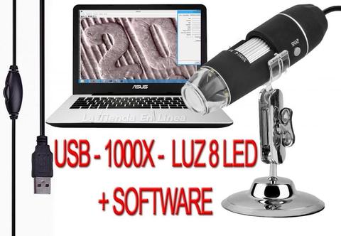 Microscopio Usb Digital Para Pc 1000x Luz 8 Led Foto Video