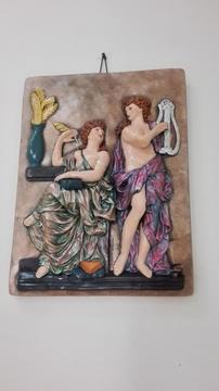 Cuadro en yeso alto relieve musas clásico