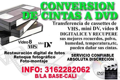 Conversión de cintas de VHS, VHSC, mini dv, video 8 a DVD o USB