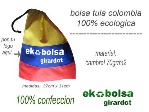 bolsa tula deportiva 100% ecologica publicitaria en cambrel 70gr/m2