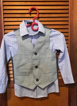 Camisa con chaleco para niño Importado talla 4. Usado- solo una vez