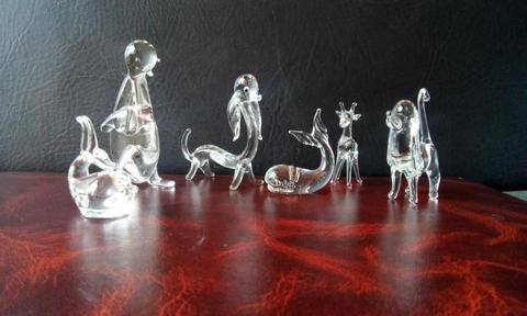 Colección de 6 figuritas de animales de cristal vidrio