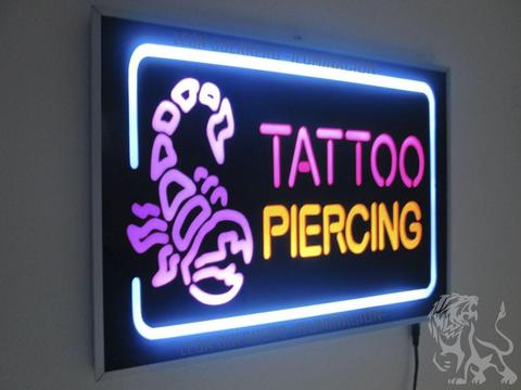 TATTOO - PIERCING TATUAJES PERFORACIONES - Aviso Letrero LED