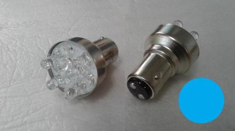 BOMBILLO LED 12V **PAQUETE X 6** 1157 O 1034 de 2 CONTACTOS 9 LEDS AZUL