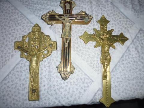 crucifijos dos en bronce y uno que no de 25cm 312802858